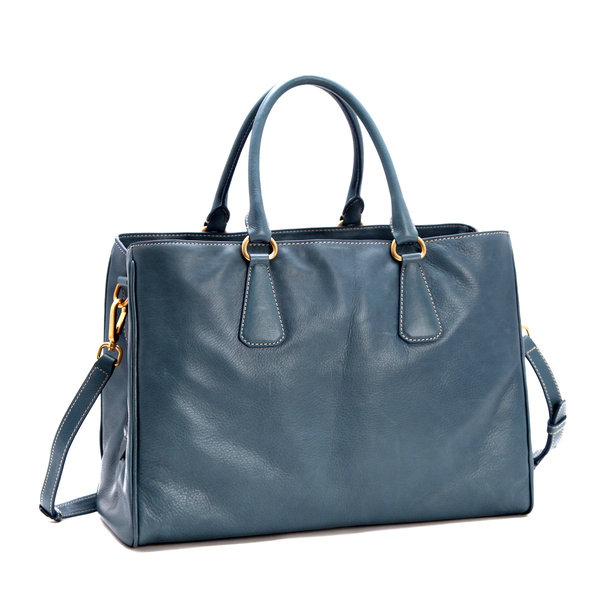 2014 Prada grainy calfskin tote bag BR4743 middleblue for sale - Click Image to Close